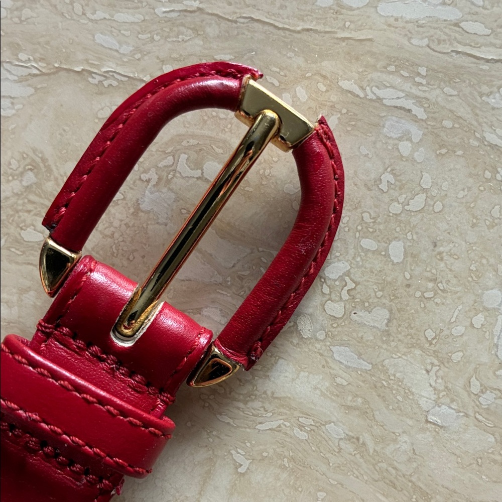 Christian Dior Red Woven Leather Belt Vintage Dior Aniline Cowhide - Picture 7 of 8
